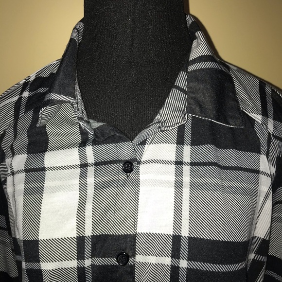 French Laundry Black Plaid Tie Shirt Size Large - Picture 3 of 8